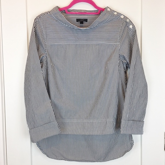 J. Crew Tops - J. Crew | Charcoal Striped Cotton Top Size 4
